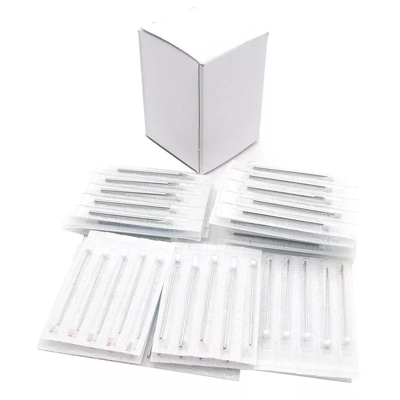 100 PCS Sterilized 2″ Steel Piercing Needle Blister Packaging