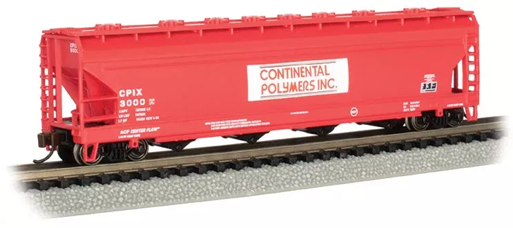 Bachmann 17562 ACF 56' 4-BAY CENTER FLOW HOPPER - CONTINENTAL POLYMERS #3000 N SCALE NEW
