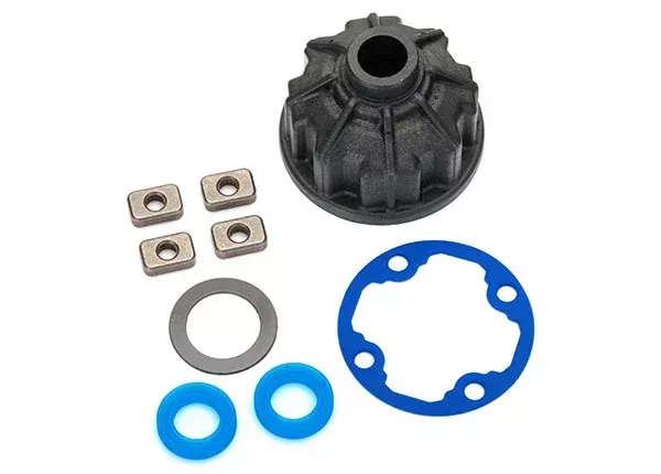 Carrier, differential (heavy duty) / x-ring gaskets (2) / ring gear gasket / spacers (4) / 12.2x18x0.5 PTFE-coated washer (1) TRA8681