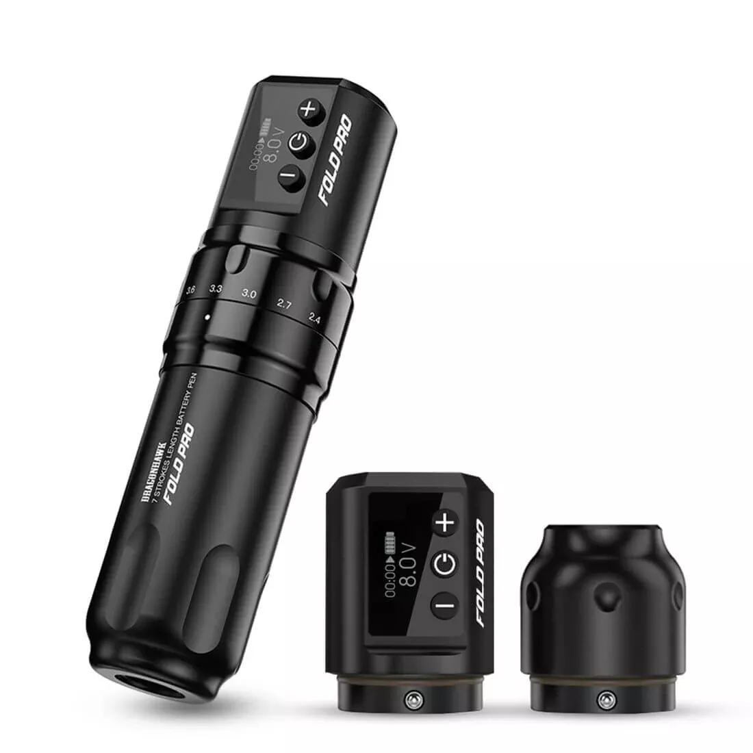 Dragonhawk Mast Fold Pro Adjustable Wireless Tattoo Machine – Dual Batteries, 7 Strokes