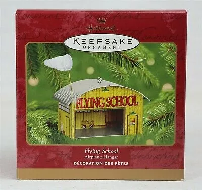 HallmarkOrnament Set of 3: 2001 Flying School Airplane Hanger, 2001 Kitty Hawk Mini, 2002 Jenny MiniLimited