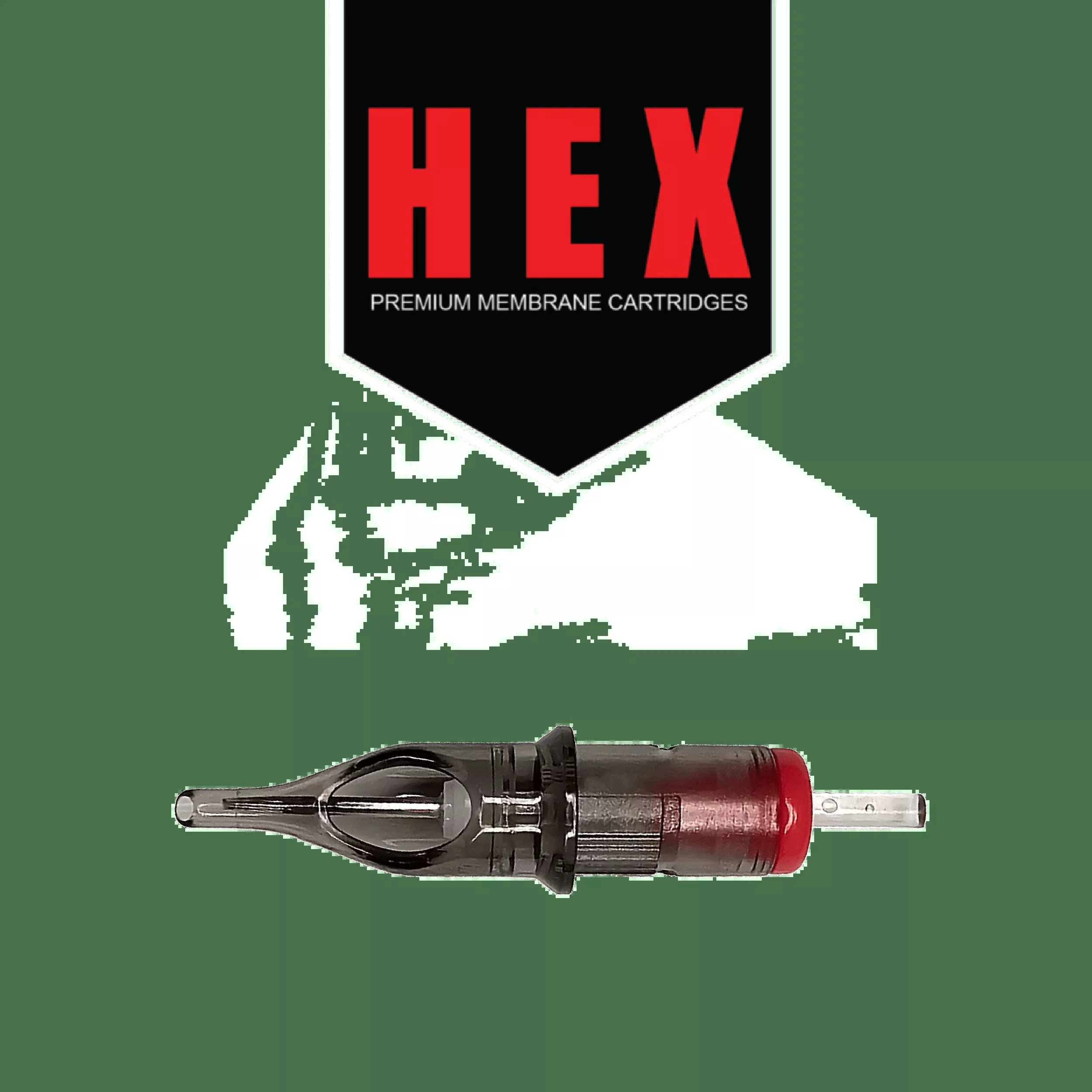 HEX Membrane Needle Cartridges #12 (0.35mm) Traditional Loose Liners Medium Taper (Box of 20)