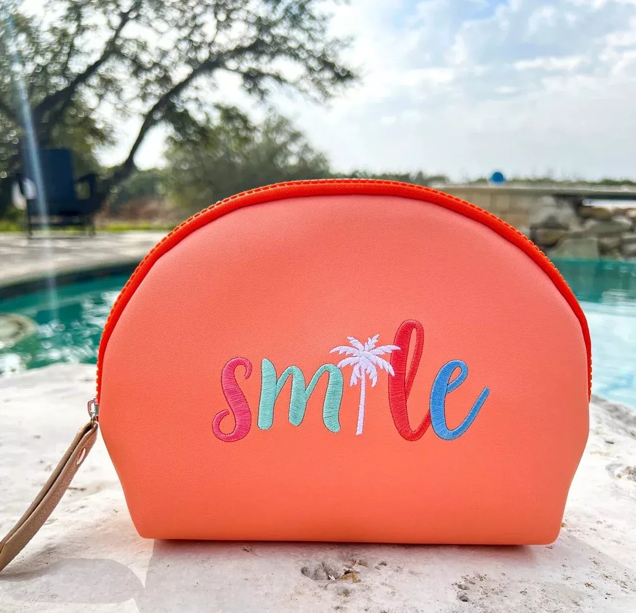 JadeLynn Brooke Cosmetic Bag- Smile Palm