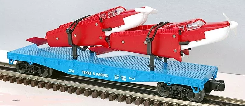 Lionel 6-17516 Texas and Pacific flatcar with two Beechcraft Bonanza airplanes O SCALE NEW