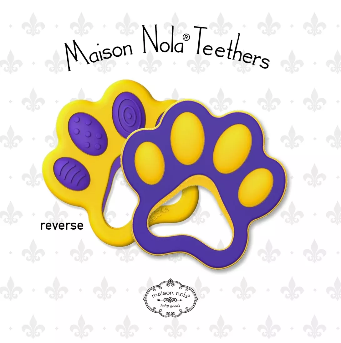 Maison NOLA Purple & Gold Silicone Tiger Paw Teether