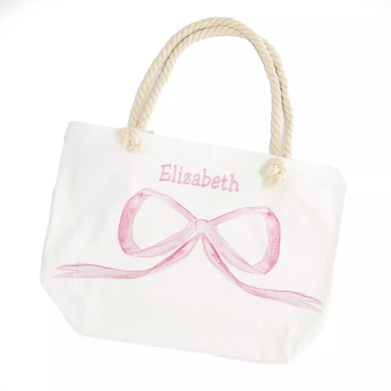Over the Moon Gift Watercolor Bow Canvas Tote - Pink